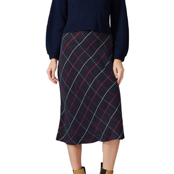 Club Monaco NWT Plaid Bias Midi Skirt Size 8 Medium - Picture 3 of 10